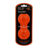 Scream Xtreme Treat Dumbbell Dog Toy - Loud Orange