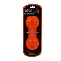 Scream Xtreme Treat Dumbbell Dog Toy - Loud Orange