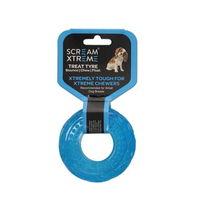 Scream Xtreme Treat Tyre Dog Toy - Loud Blue