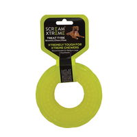 Scream Xtreme Treat Tyre Dog Toy - Loud Green