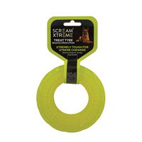 Scream Xtreme Treat Tyre Dog Toy - Loud Green