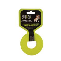 Scream Xtreme Treat Tyre Dog Toy - Loud Green