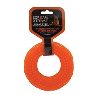 Scream Xtreme Treat Tyre Dog Toy - Loud Orange