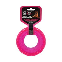 Scream Xtreme Treat Tyre Dog Toy - Loud Pink