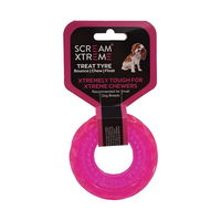 Scream Xtreme Treat Tyre Dog Toy - Loud Pink