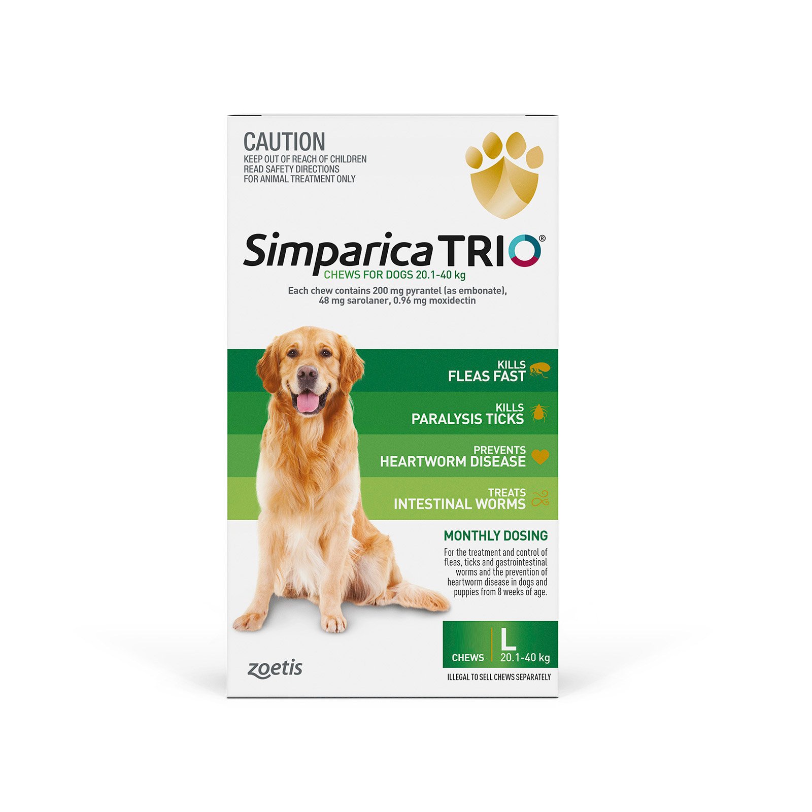 Simparica TRIO for Large Dogs 20.1-40kg (Green)