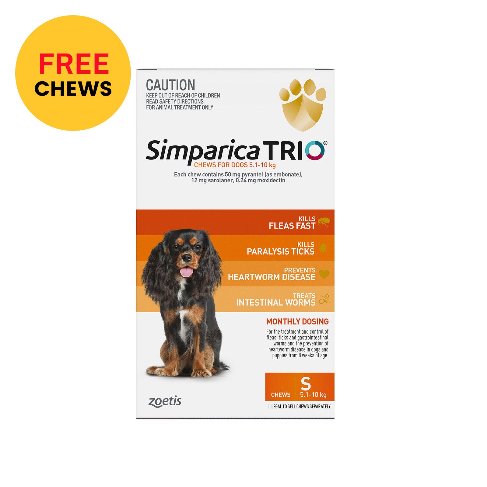 Simparica Trio For Small Dogs 5.1-10kg (Orange) 3 Chews