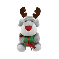 Snuggle Pals Christmas Holiday Toy for Dogs and Cats - Grey Dog