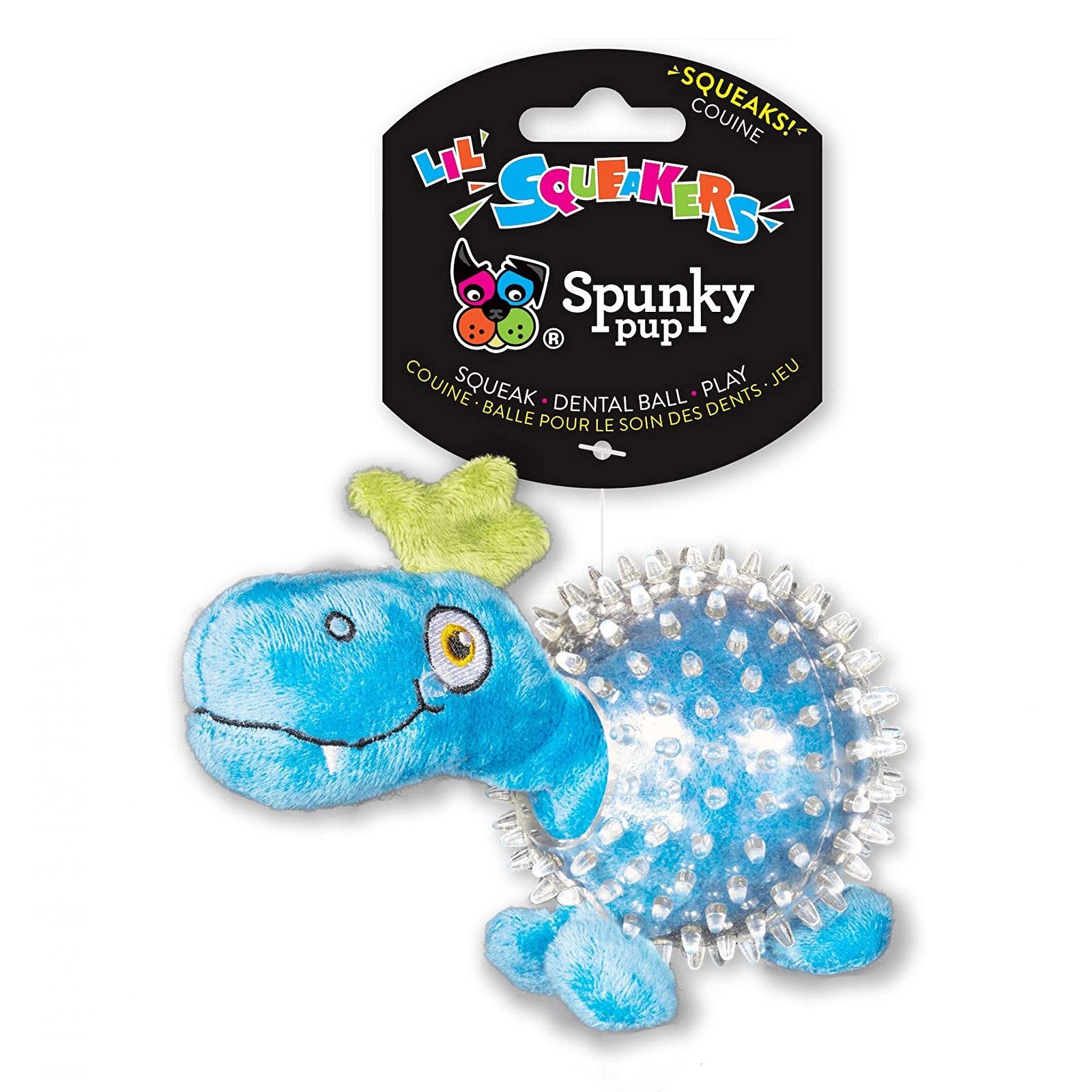 Spunky Pup Dino In Clear Spiky Ball