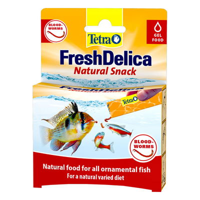 Tetra FreshDelica Natural Snack Blood Worms Gel Food For Fish