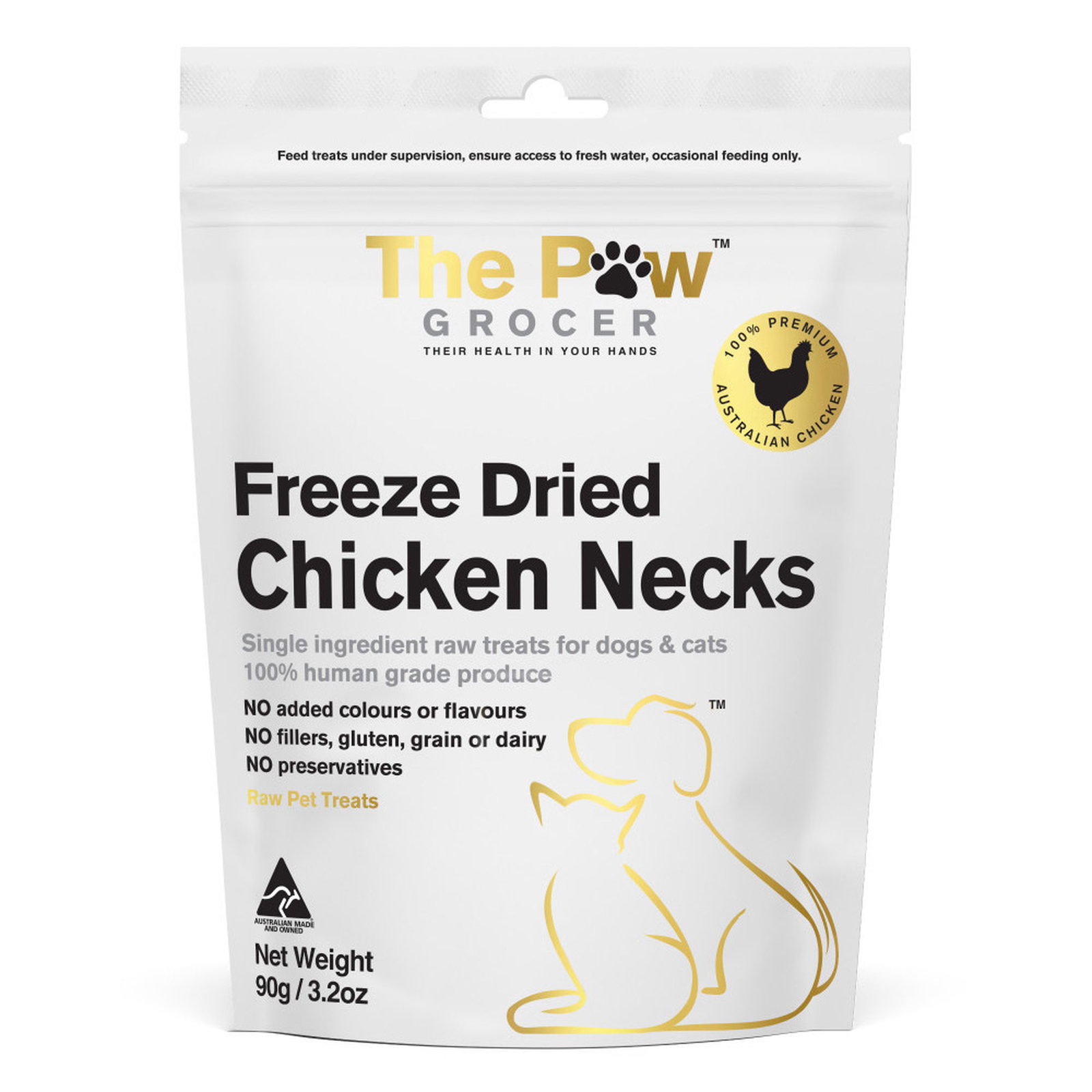 The Paw Grocer Freeze Dried Chicken Necks Dog and Cat Treats