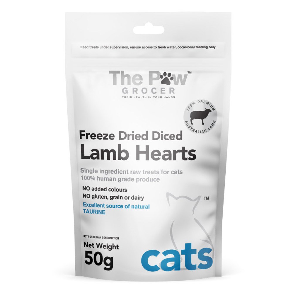 The Paw Grocer Freeze Dried Diced Lamb Hearts Cat Treats