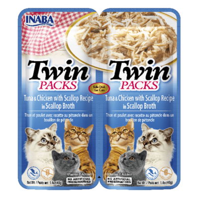 Inaba Twin Packs Tuna & Chicken with Scallop Recipe in Scallop Broth for Cats