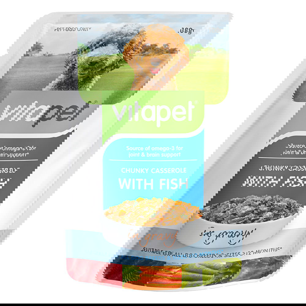 Vitapet Chunky Casserole with Fish in Gravy Wet Dog Food