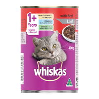 Whiskas Adult 1+ Years with Beef Loaf Wet Cat Food 400gm