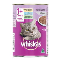 Whiskas Adult 1+ Years with Lamb Mince Wet Cat Food 400gm