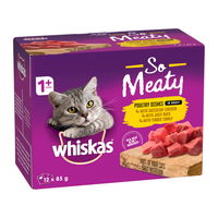 Whiskas Adult 1+ Years So Meaty Poultry Dishes in Gravy Wet Cat Food 85gm