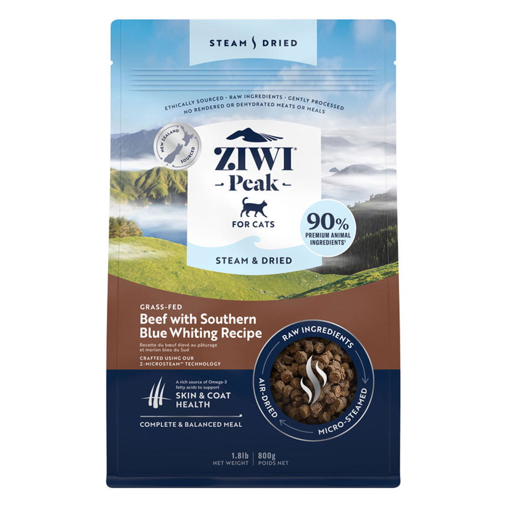 ZIWI Peak Steam and Dried Grass Fed Beef with Southern Blue Whiting Cat Food