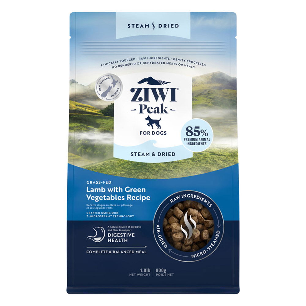 Ziwi Peak Steam and Dried Dog Food Grass-Fed Lamb with Green Vegetables