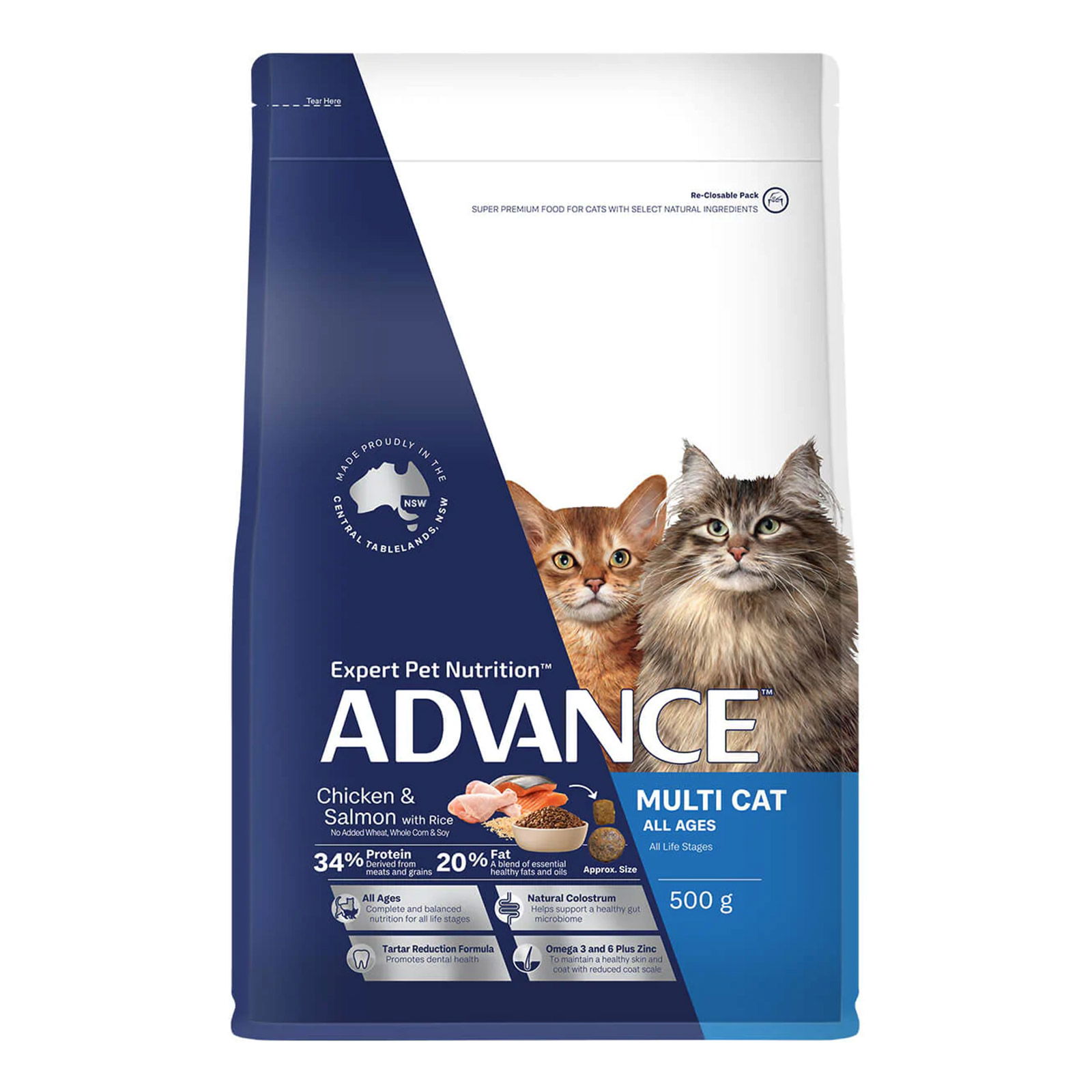 Advance Multi Cat All Ages Chicken & Salmon with Rice Dry Cat Food