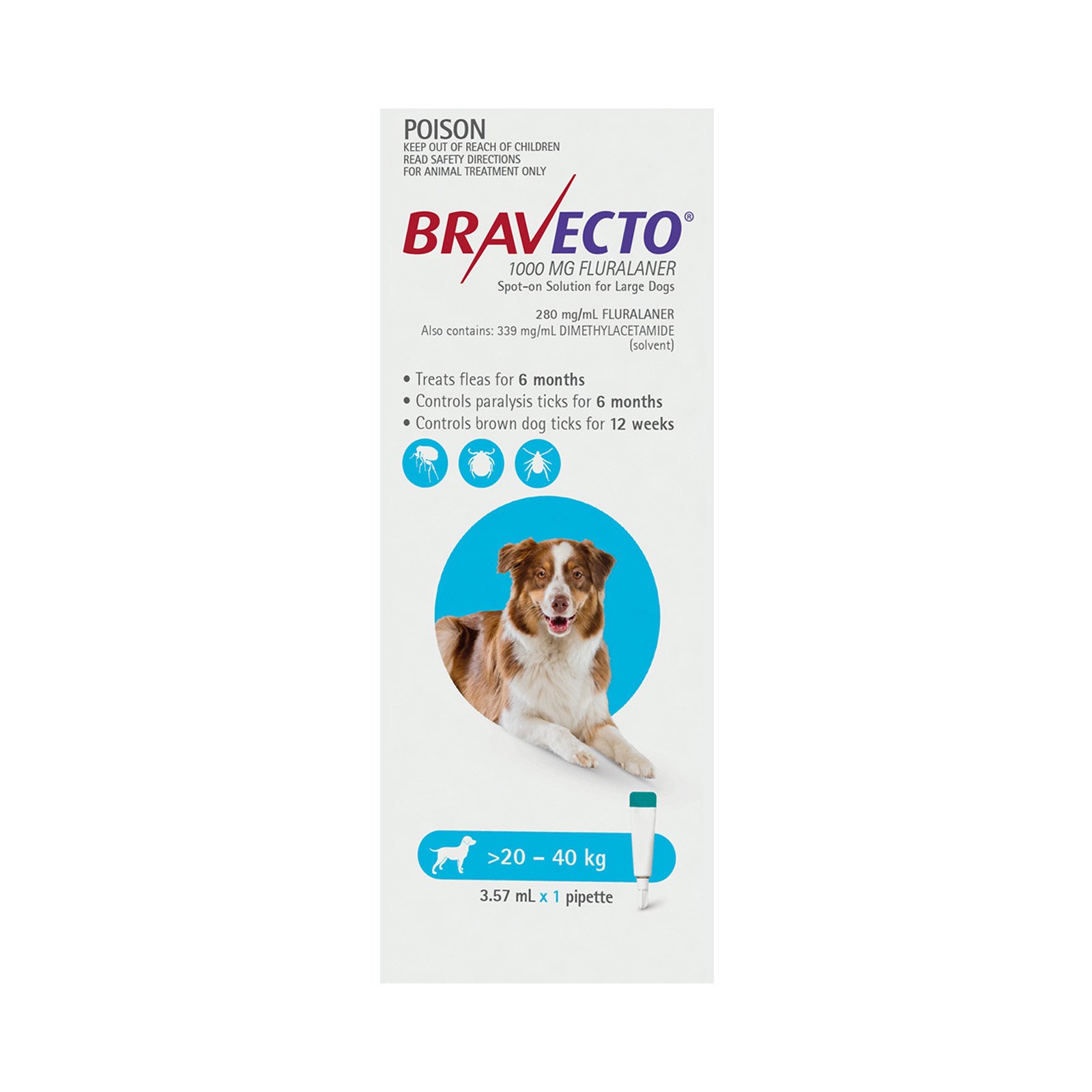 Bravecto Spot On for Large Dogs (20 - 40 kg) Aqua