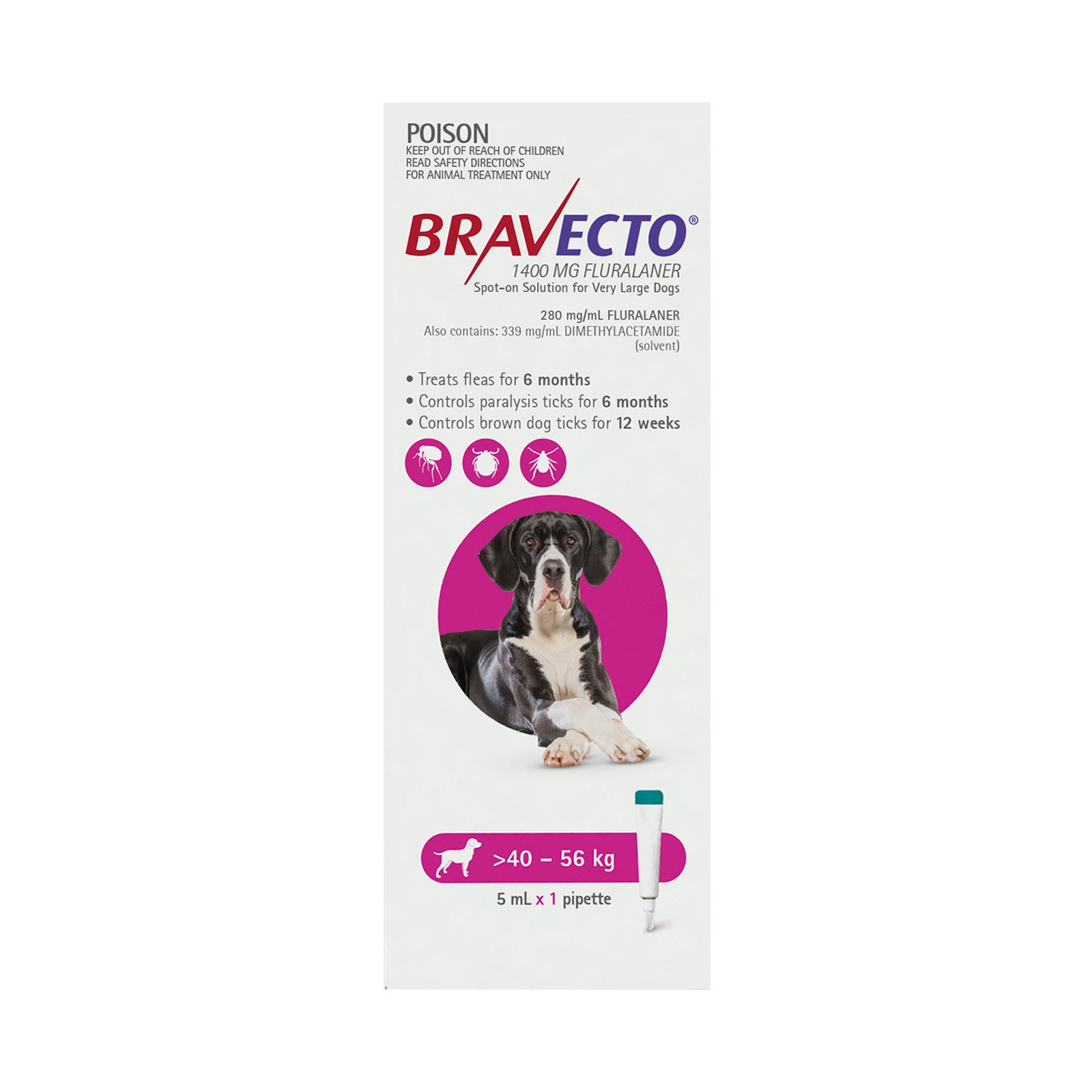 Bravecto Spot On for X-Large Dogs (40 - 56 kg) Pink