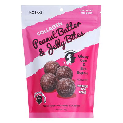 Mimi & Munch Collagen Peanut Butter & Jelly Bites Natural Dog Treats