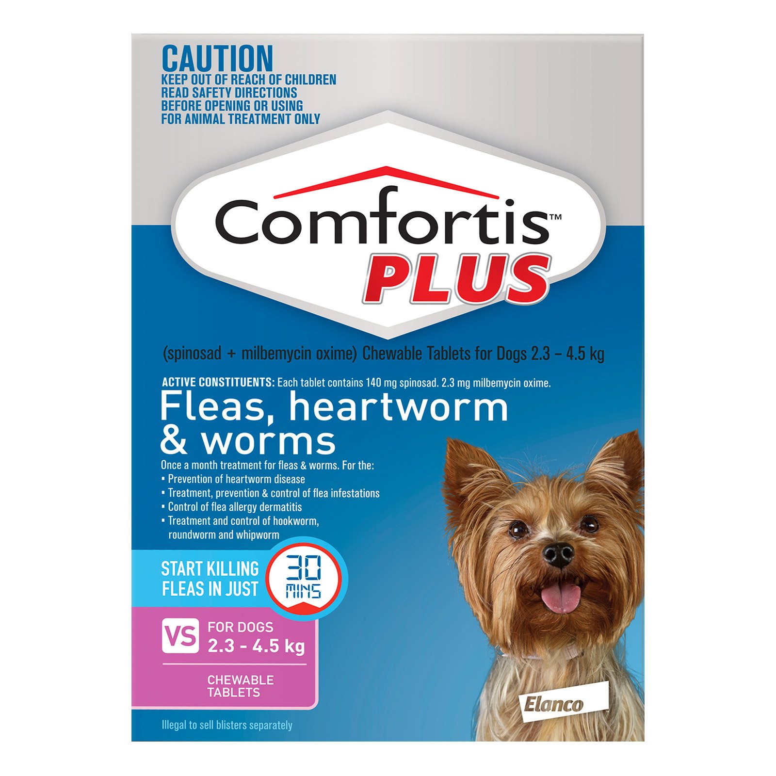 Comfortis Plus for XSmall Dogs 2.3-4.5kg (Pink)