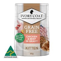 Ivory Coat Grain Free Chicken & Beef in Gravy Kitten Wet Cat Food 85g X 12 Pouches
