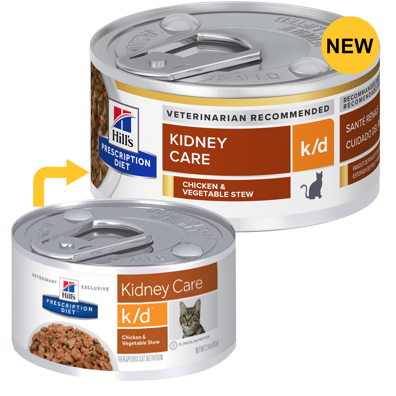Hill’s Prescription Diet k/d Kidney Care with Chicken & Vegetable Stew Canned Cat Food 82 Gm