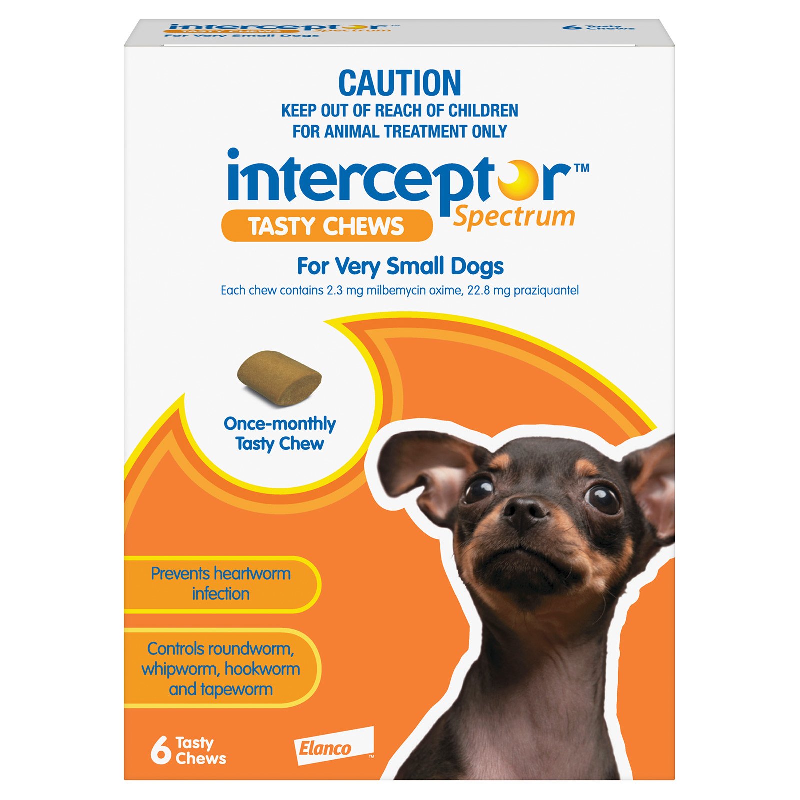 Interceptor Spectrum Tasty Chews For Very Small Dogs Up To 4Kg (Brown)