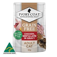 Ivory Coat Grain Free Chicken Beef & Lamb in Gravy Adult Wet Cat Food 85g X 12 Pouches