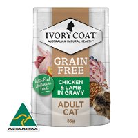 Ivory Coat Grain Free Chicken & Lamb in Gravy Adult Wet Cat Food 85g X 12 Pouches