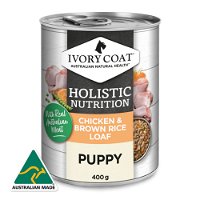 Ivory Coat Holistic Nutrition Chicken & Brown Rice Loaf Puppy Wet Dog Food 400g X 12 Pouches