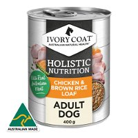 Ivory Coat Holistic Nutrition Chicken & Brown Rice Loaf Adult Wet Dog Food 400g X 12 Pouches