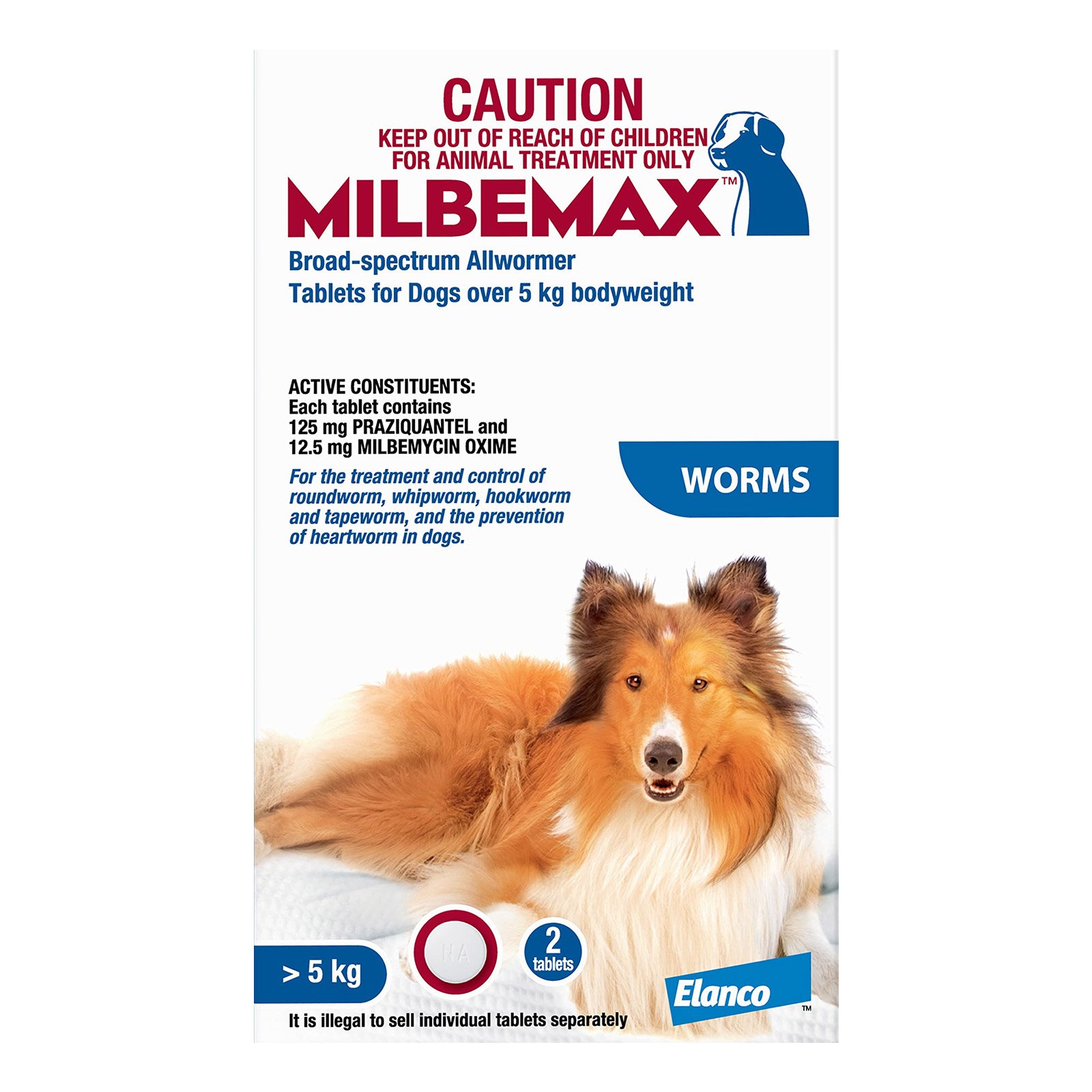 Milbemax For Dogs Allwormer Tablets For Large Dogs 5 To 25 Kg 2 Tablet