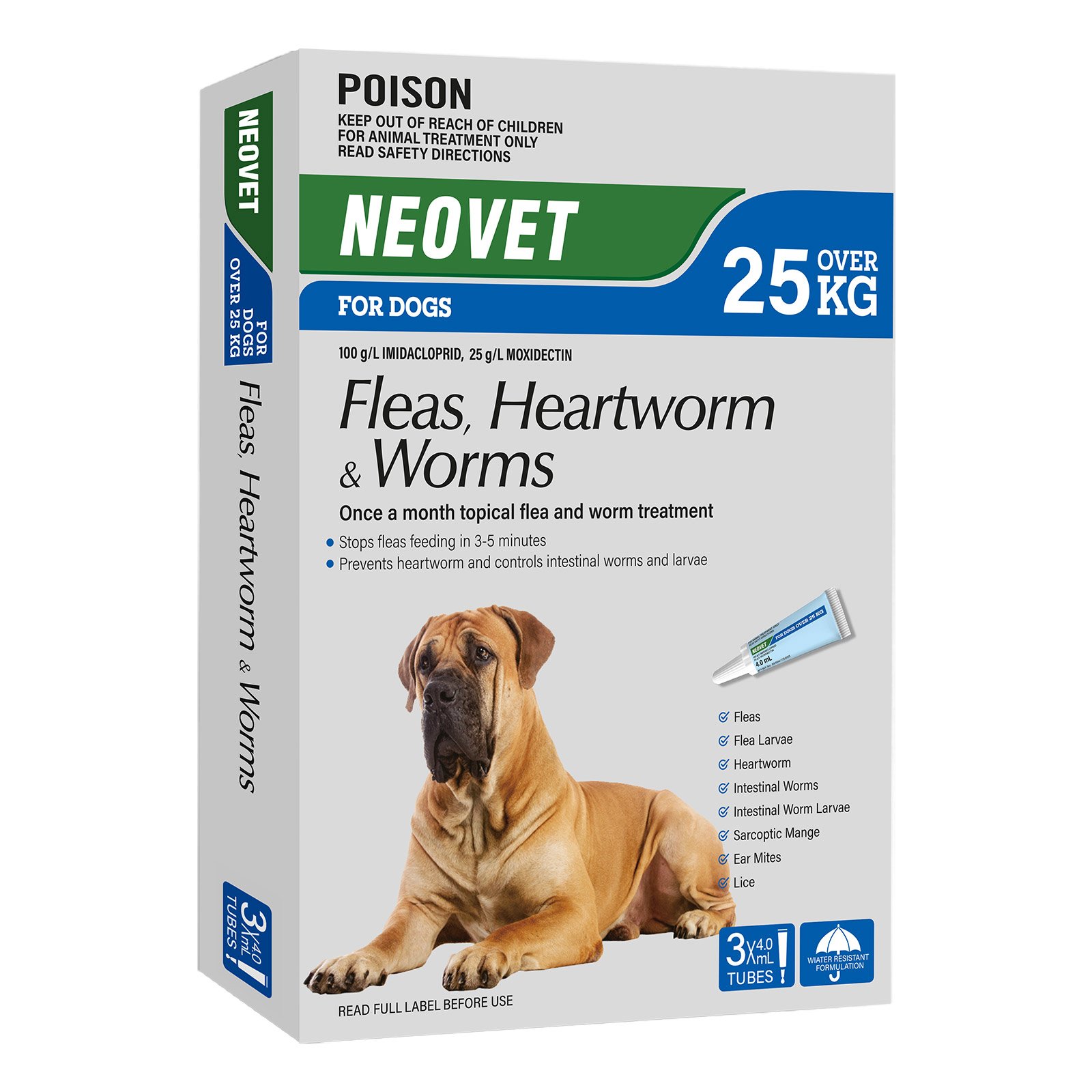 Neovet Flea and Worming For Extra Large Dogs Over 25Kg Blue