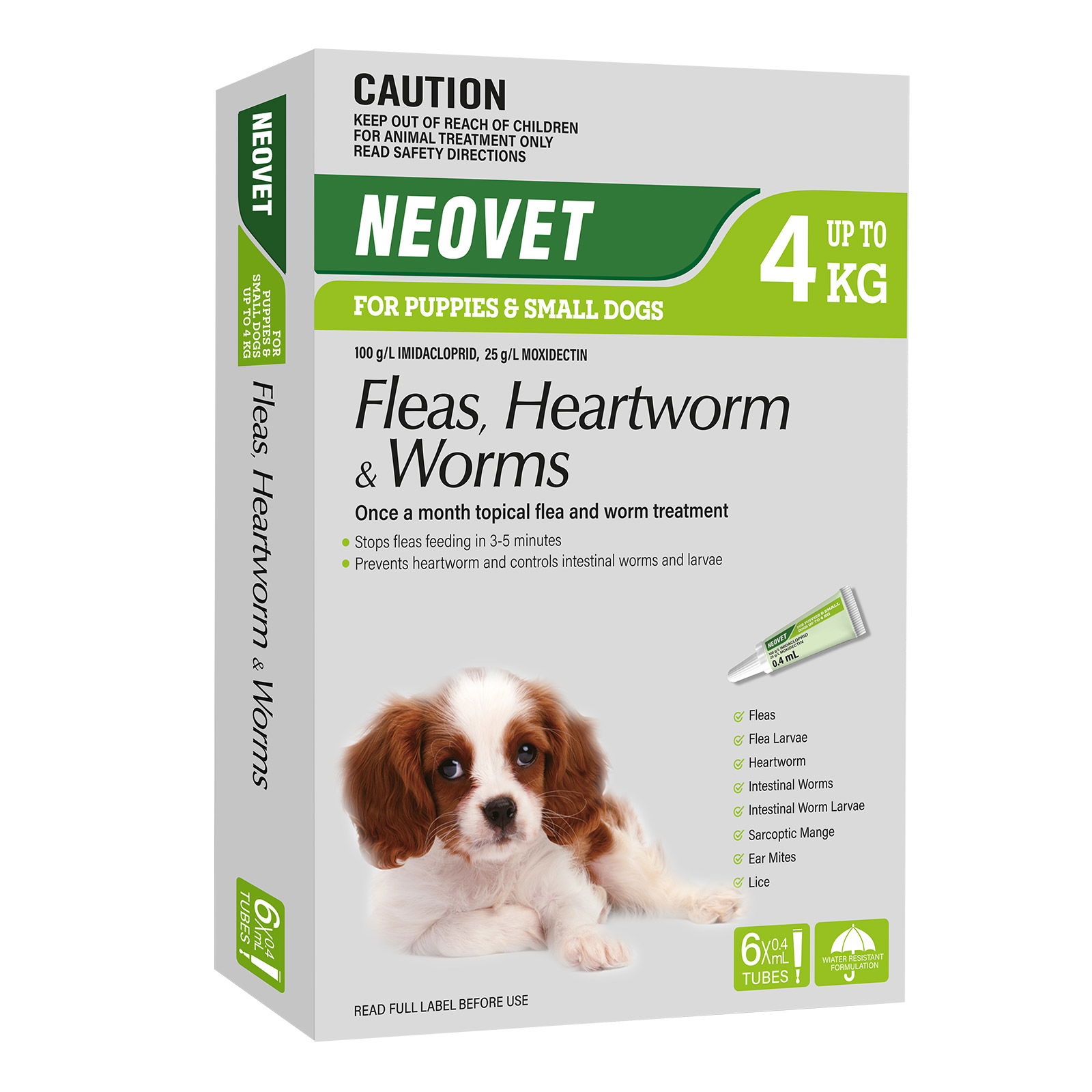 Neovet Flea And Worming For Puppies And Small Dogs Upto 4kg Green 6 Pack