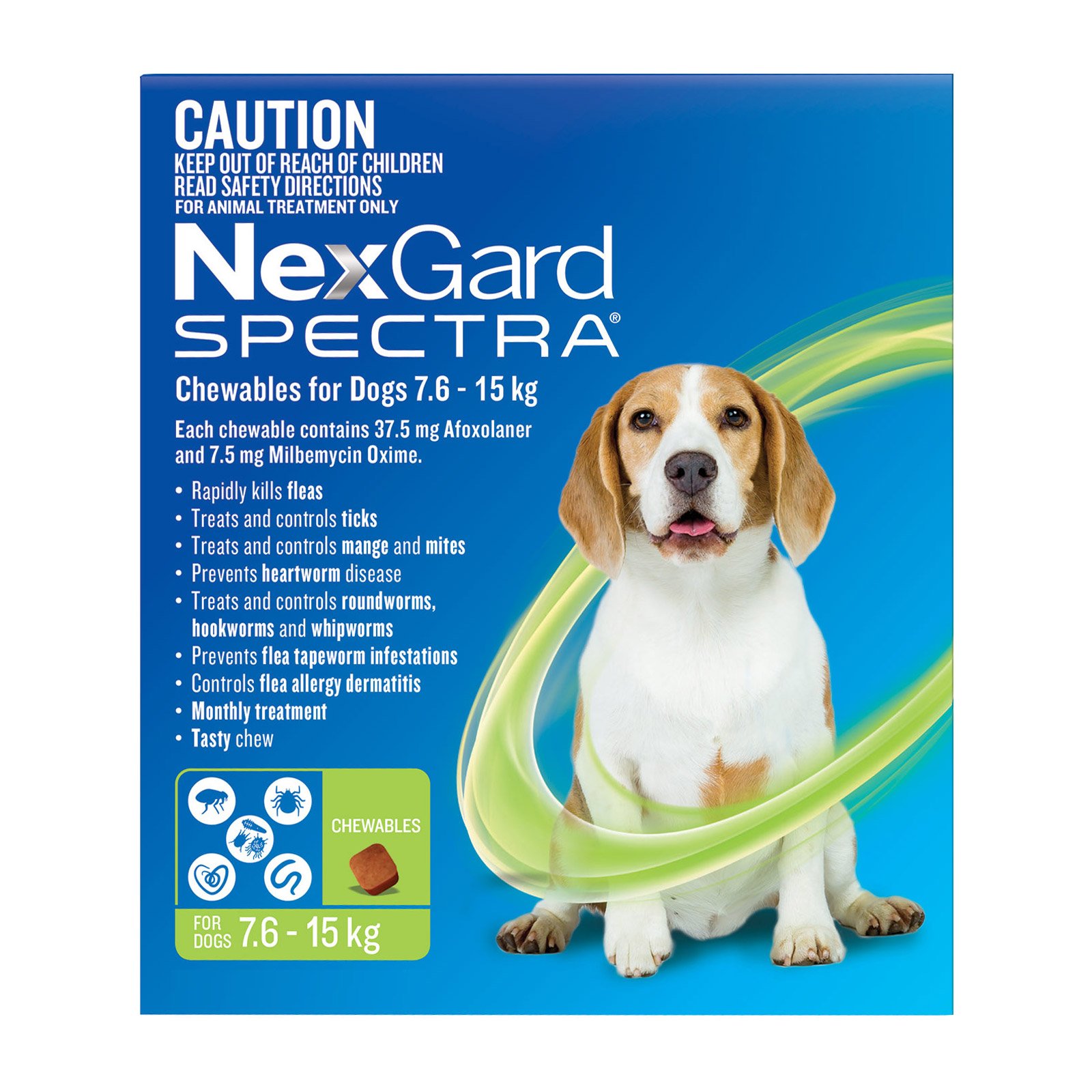 Nexgard Spectra Medium Dogs (7.6-15kg) Green