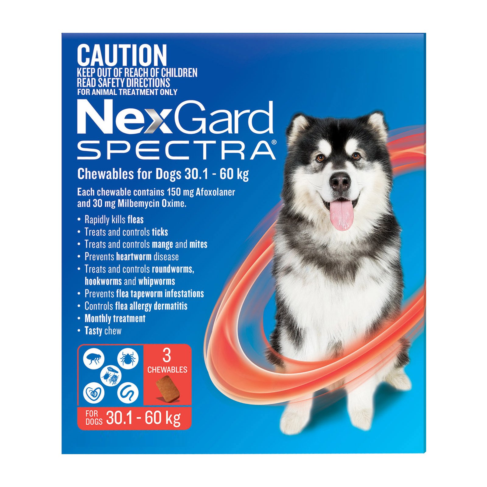Buy Nexgard Spectra Extra Large Dogs (30.1 - 60kg) Red 3 Pack Online