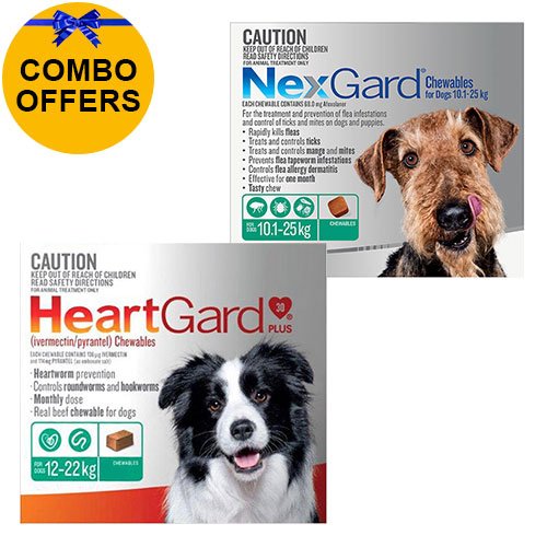 Nexgard + Heartgard Combo Pack for Large Dogs (Nexgard Green 10-25kg + Heartgard Plus Green 12-22kg)