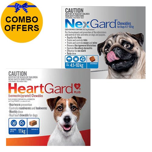 Nexgard + Heartgard Combo Pack for Medium Dogs (Nexgard Blue 4-10kg + Heartgard Plus Blue 0-11kg)