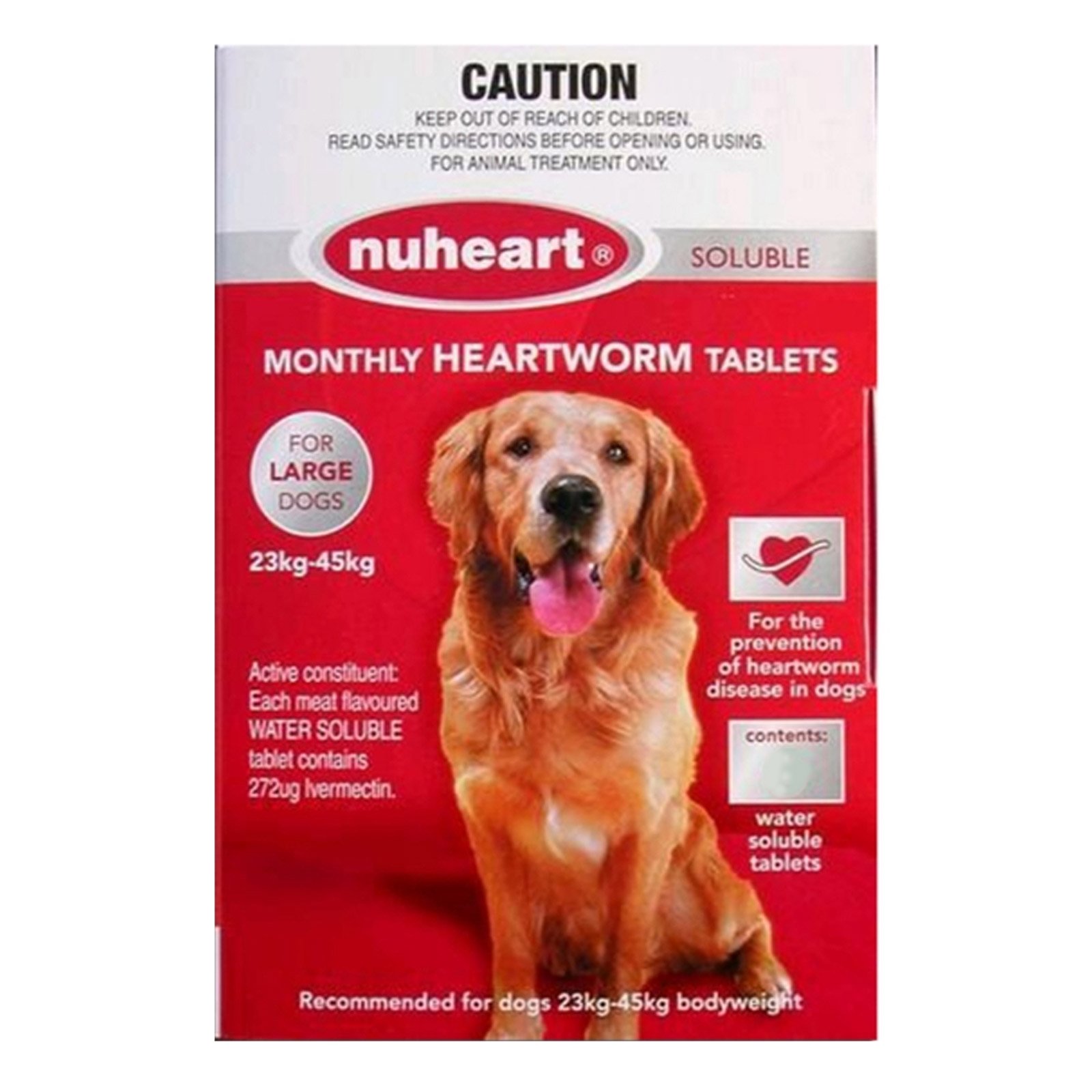 Nuheart For Dogs Generic Heartgard Tabs For Large Dogs - Nuheart 23 To 45Kg (Red)