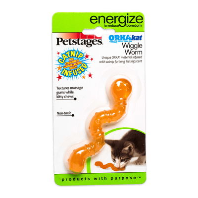 Petstages Orkakat Wiggle Worm Dental Cat Chew Toy