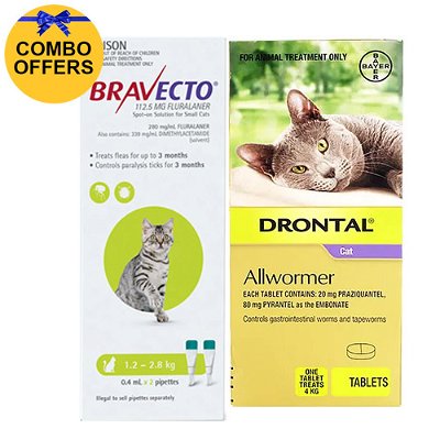 Bravecto Spot on & Drontal Cat Combo