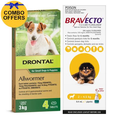Drontal Wormers & Bravecto Spot On Combo