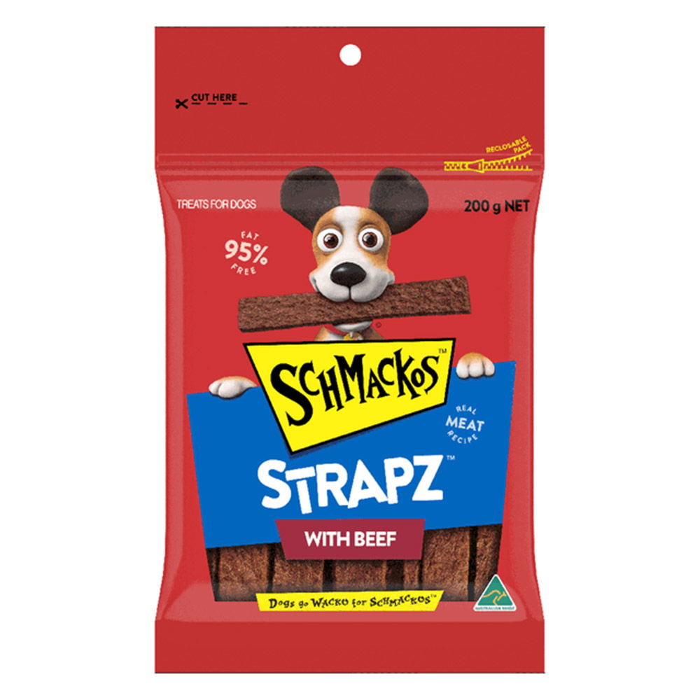 Schmackos Strapz with Beef Real Meat Recipe Dog Treats