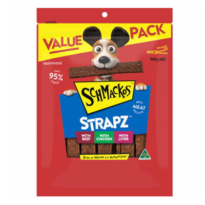 Schmackos Strapz Variety Pack with Beef, Chicken and Liver Dog Treats