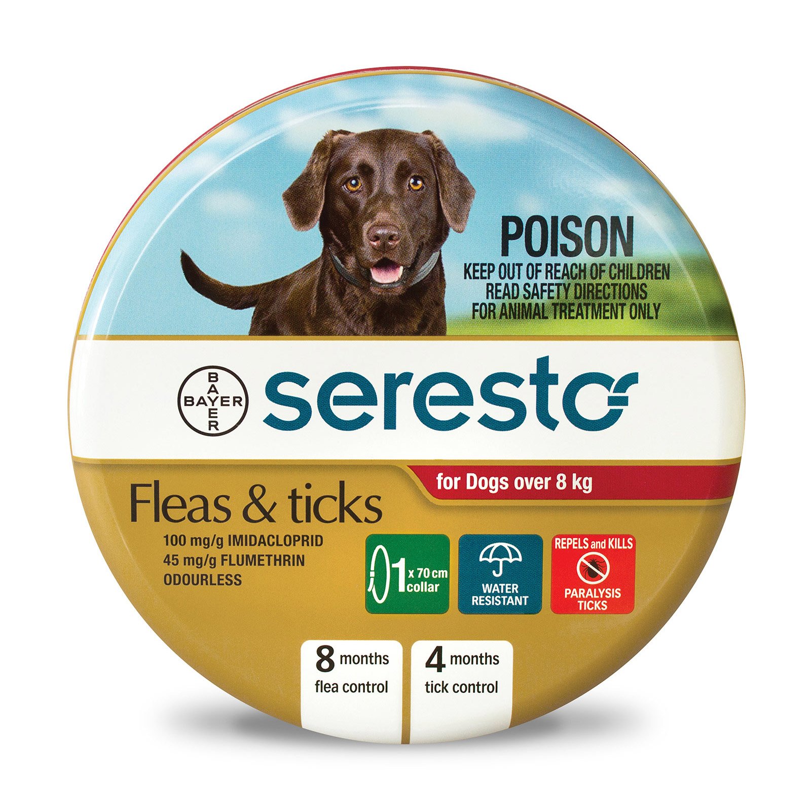 Seresto Flea and Tick Collar  for Dogs over 8 Kg (Red)