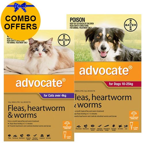 Advocate for Cats Over 4 kg + Advocate for Dogs Combo Pack Large 10-25kg (Red)
